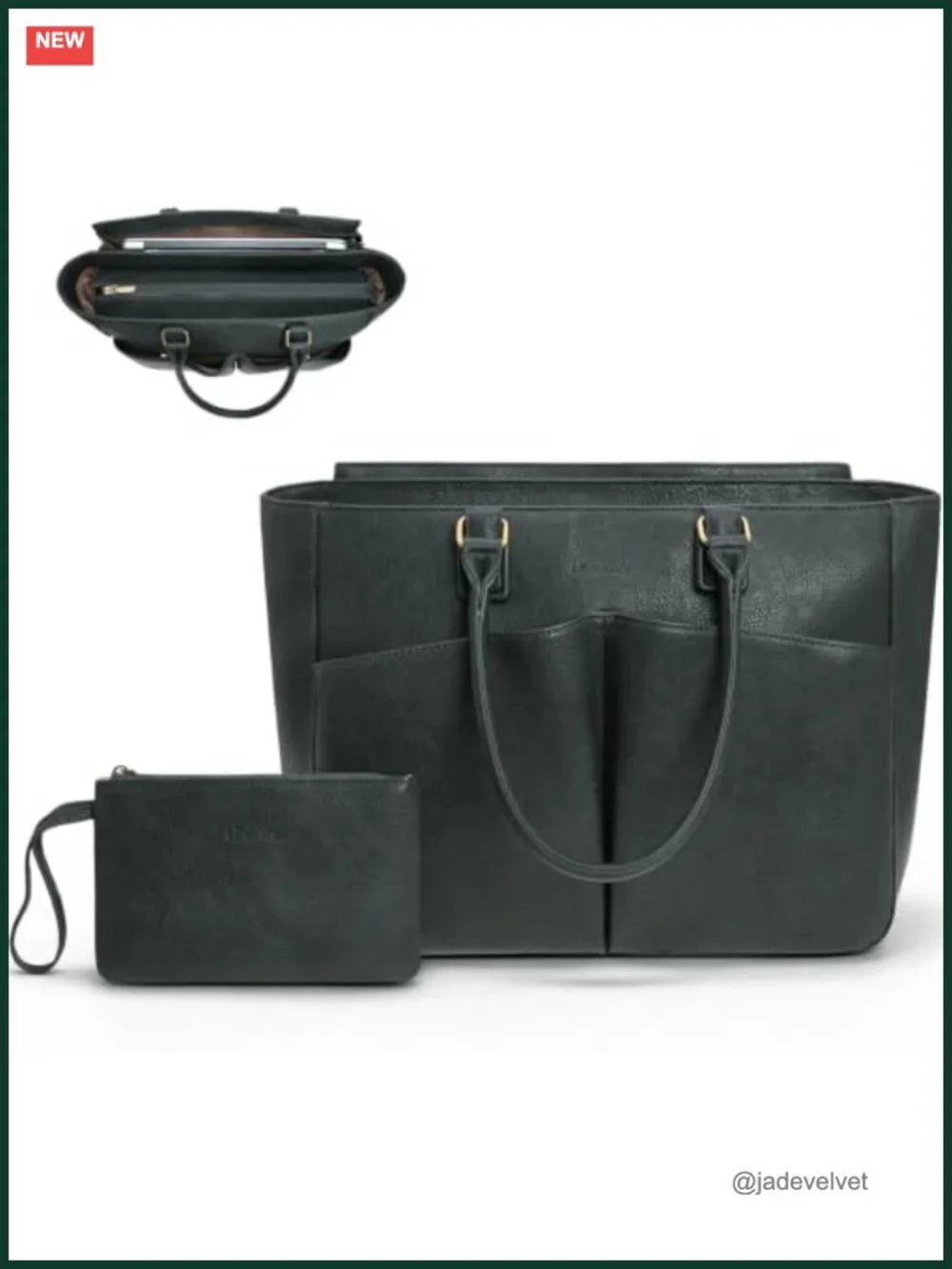 Leather Laptop Tote Bag for Women, Work Computer Briefcase, Padded 15.6